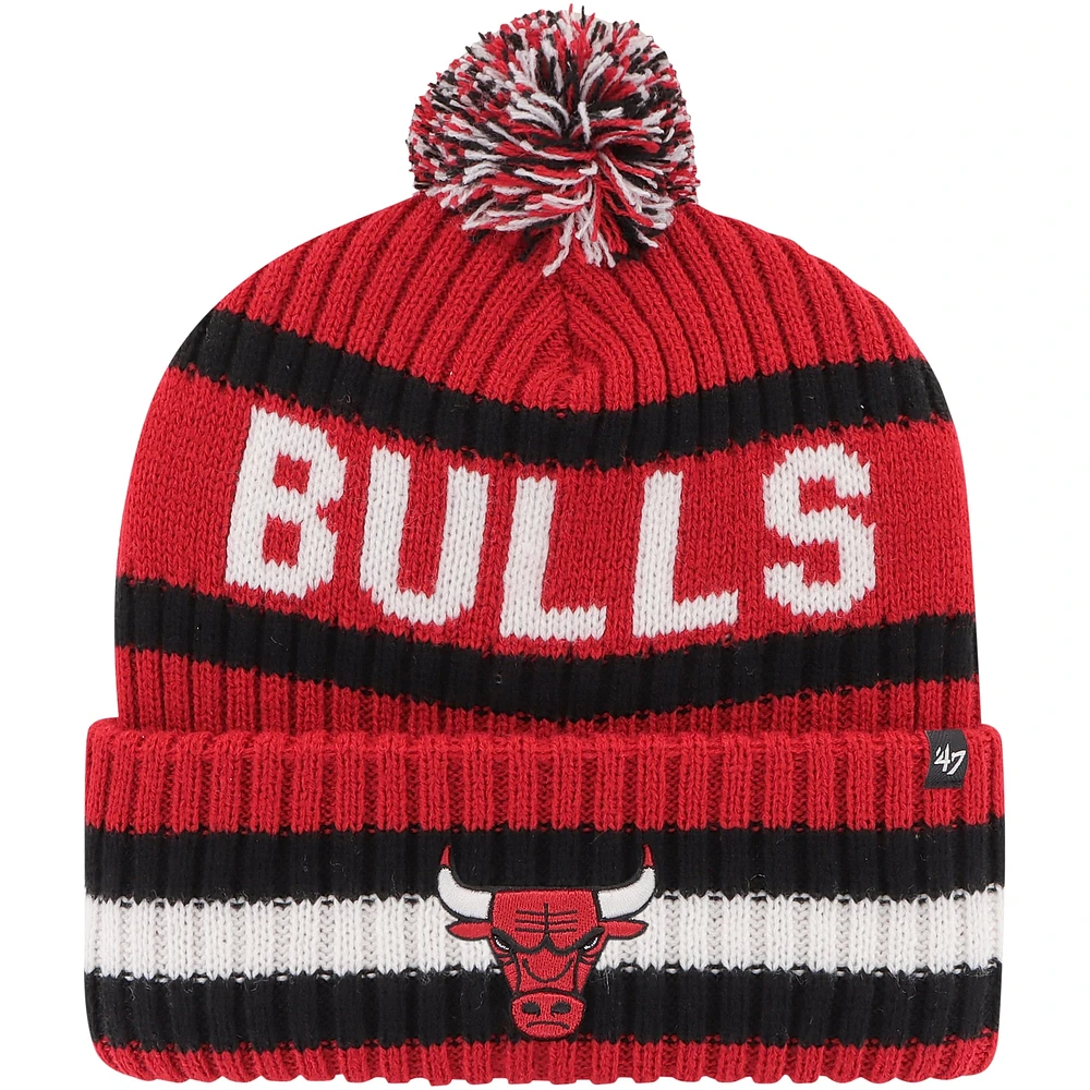 Men's '47 Red Chicago Bulls Bering Cuffed Knit Hat with Pom