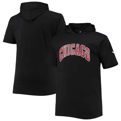Chicago Bulls Big & Tall 2-Hit Short Sleeve Pullover Hoodie - Black