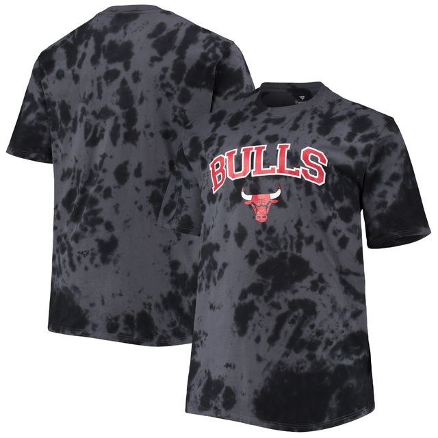 T-shirt Performance Big & Tall Chicago Bulls noir pour homme avec teinture marbrée ton sur