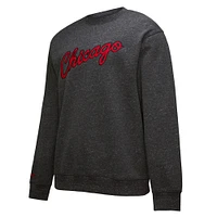 Men's Black Chicago Bulls Hardwood Classics Blackout Collection Snow Washed Pullover Sweatshirt