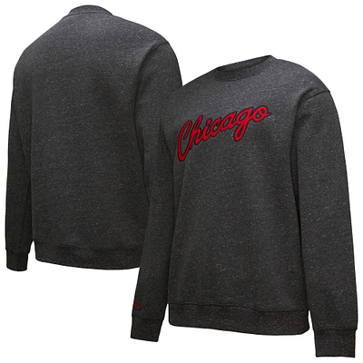 Men's Black Chicago Bulls Hardwood Classics Blackout Collection Snow Washed Pullover Sweatshirt