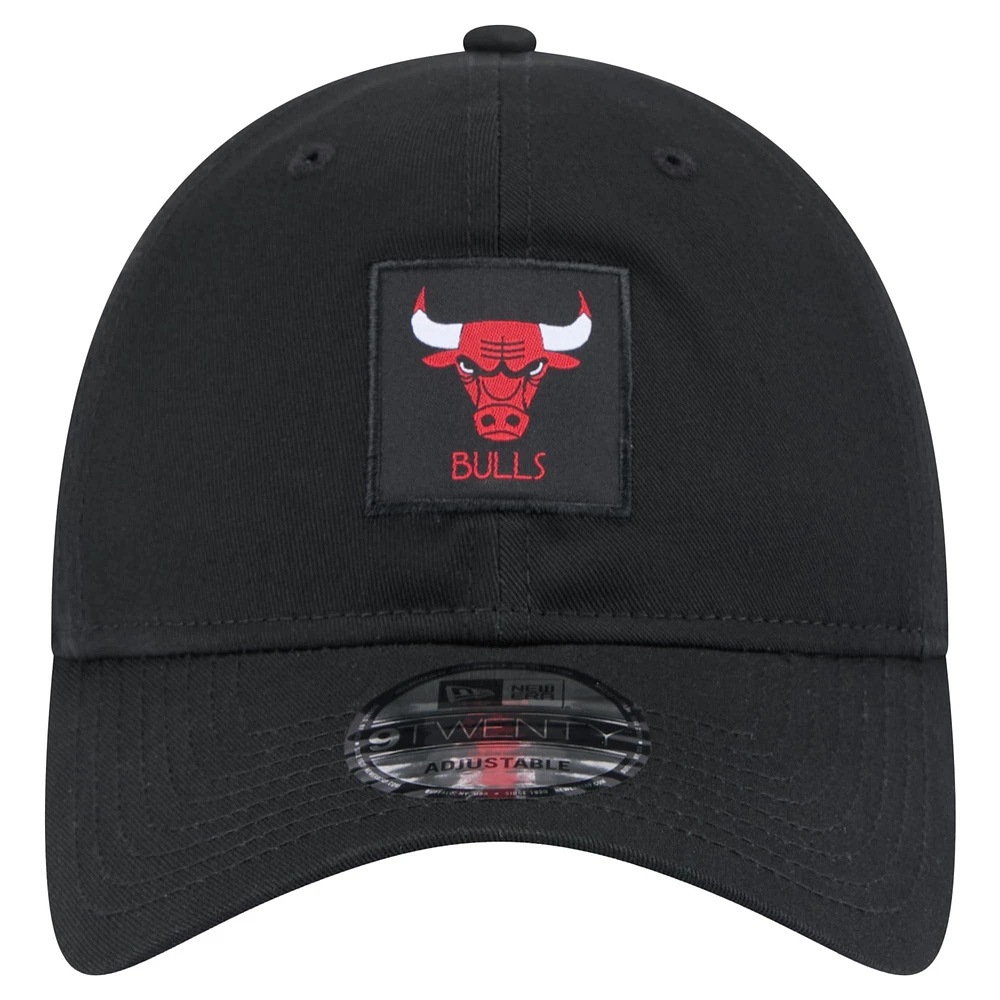 Men's Chicago Bulls  New Era Black Victory Grove Patch 9TWENTY Adjustable Hat