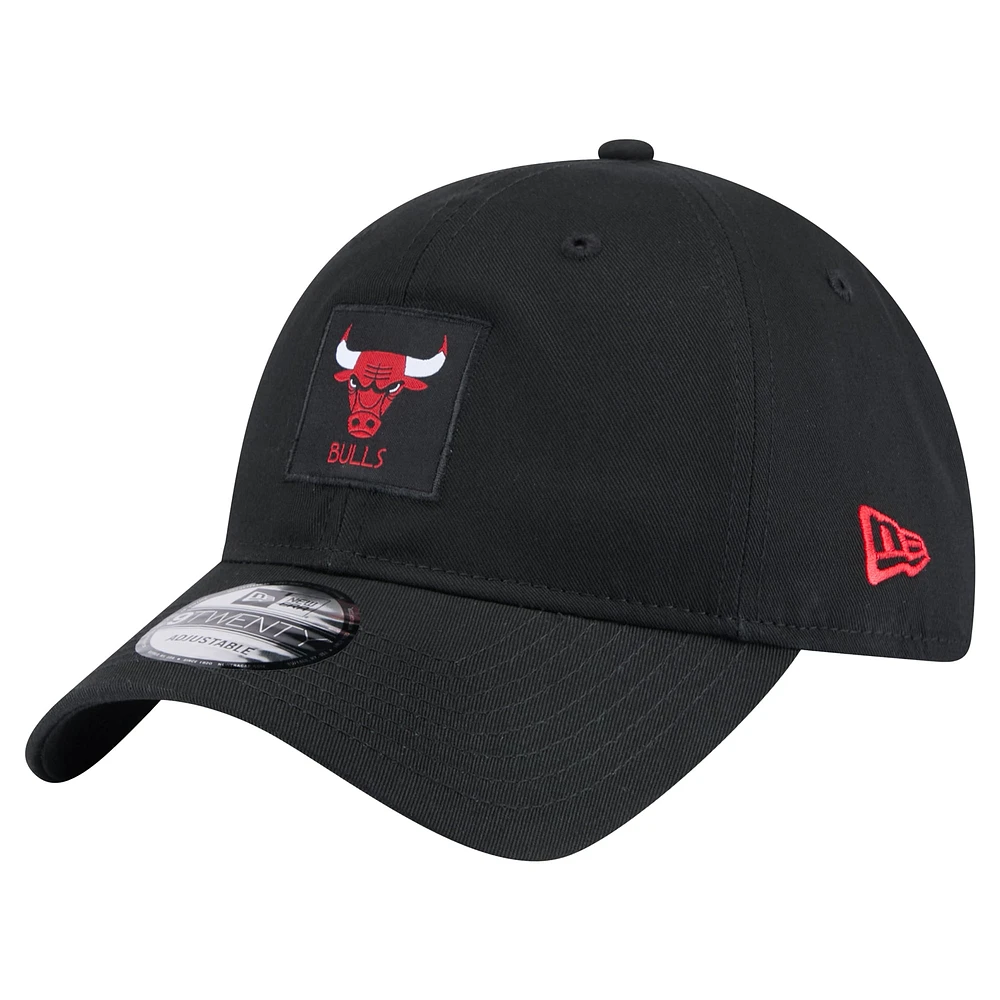 Men's Chicago Bulls  New Era Black Victory Grove Patch 9TWENTY Adjustable Hat