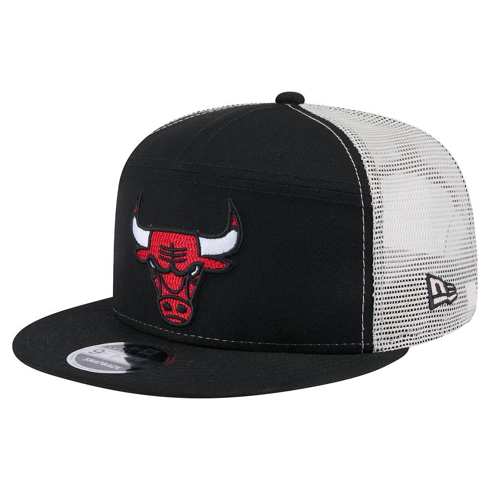 Men's Chicago Bulls  New Era Black Victory Grove Split Panel 9FIFTY Snapback Hat