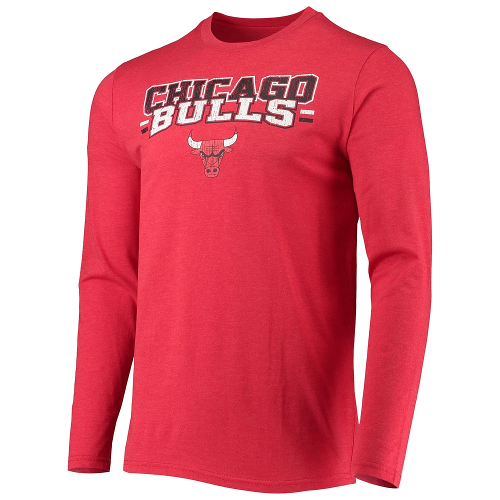 Men's Concepts Sport Black/Red Chicago Bulls Long Sleeve T-Shirt & Pants Sleep Set