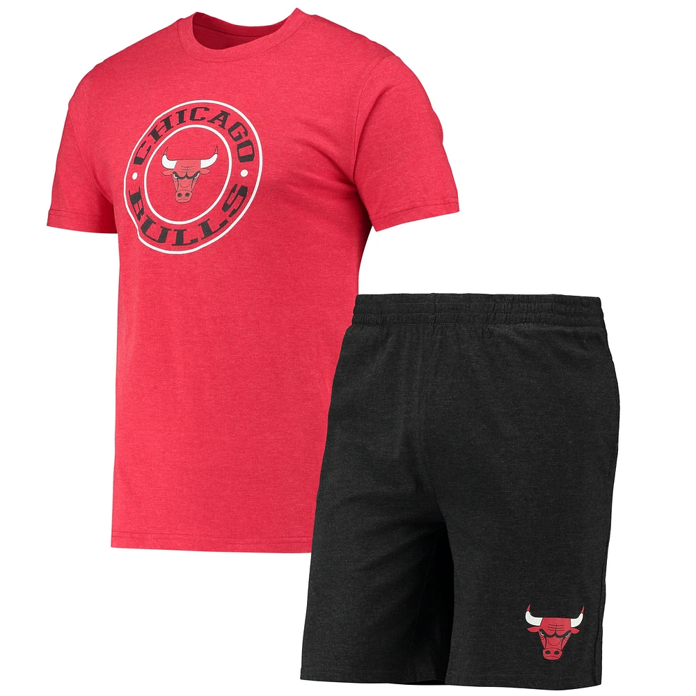 Ensemble de nuit T-shirt et short Chicago Bulls Concepts Sport pour homme, noir/rouge