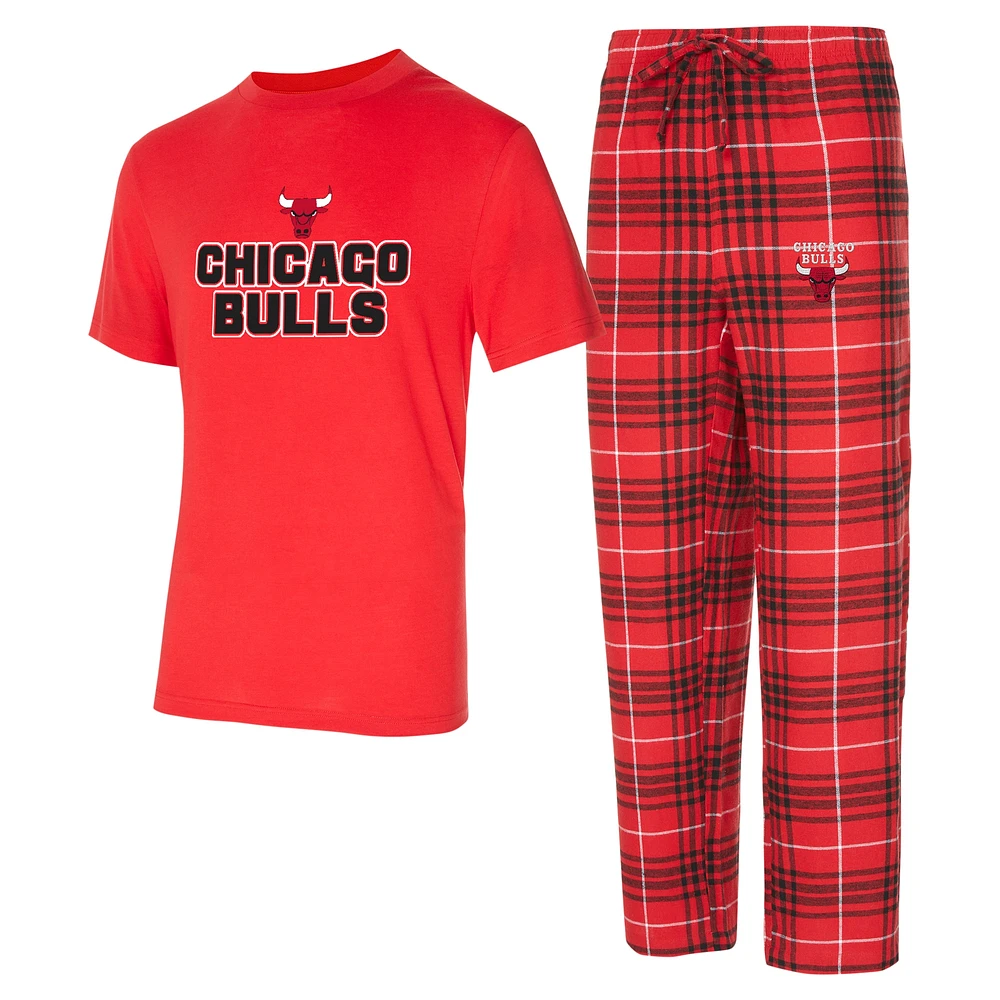 Ensemble de nuit pour homme Concepts Sport rouge/noir Chicago Bulls Vector T-shirt et pantalon en flanelle