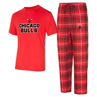 Ensemble de nuit pour homme Concepts Sport rouge/noir Chicago Bulls Vector T-shirt et pantalon en flanelle