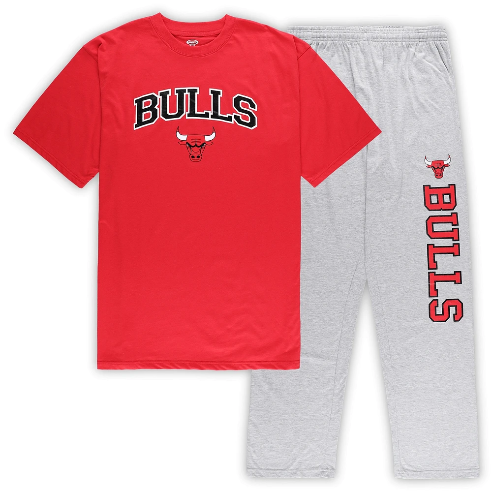 Men's Concepts Sport Red/Heather Gray Chicago Bulls Big & Tall T-Shirt and Pajama Pants Sleep Set