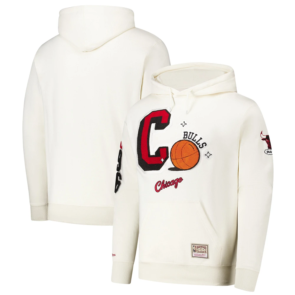 Sweat à capuche classique en chenille Chicago Bulls Sswagger pour homme, couleur crème