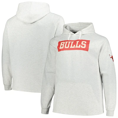 Fanatics Ash Chicago Bulls Big & Tall Raglan Tri-Blend Pull à capuche pour hommes