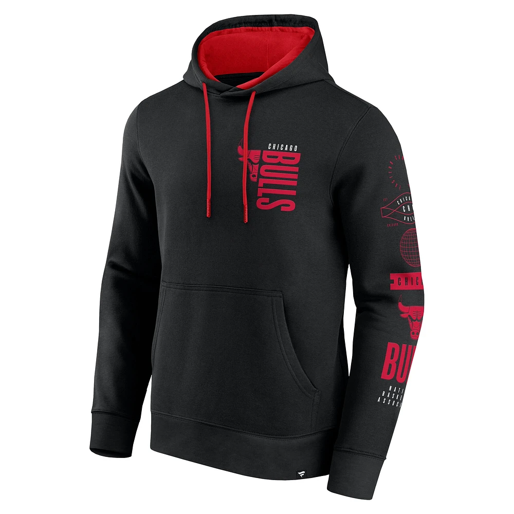 Men's Fanatics Black Chicago Bulls Game Time Crossover Pullover Hoodie