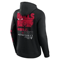 Men's Fanatics Black Chicago Bulls Game Time Crossover Pullover Hoodie