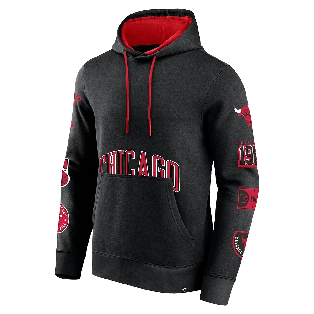 Sweat à capuche noir Fanatics pour hommes des Chicago Bulls Home Court