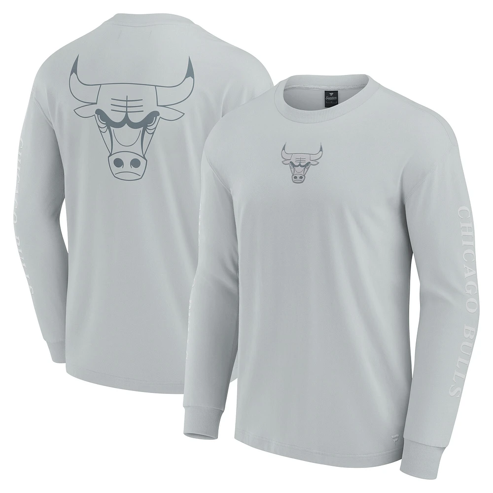 T-shirt à manches longues Fanatics gris Chicago Bulls Elements Strive pour hommes