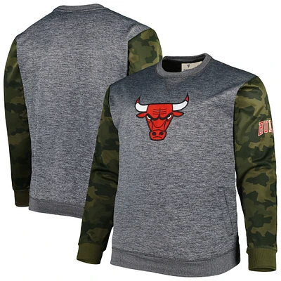 Sweat-shirt cousu camouflage Fanatics Heather Charcoal pour hommes des Chicago Bulls Big & Tall