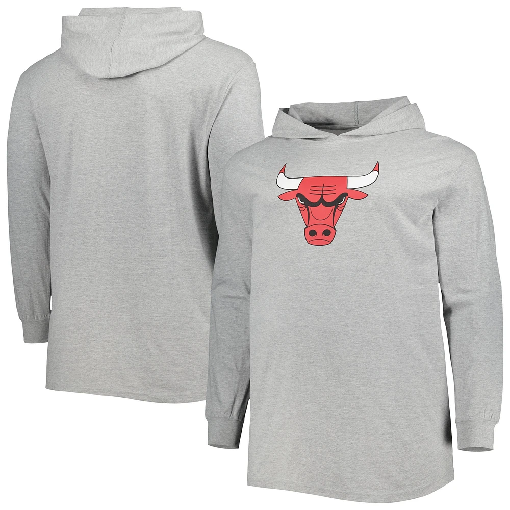 Sweat à capuche Fanatics Heather Grey Chicago Bulls Big & Tall pour hommes