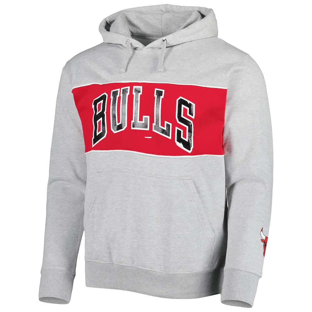 Men's Fanatics Heather Gray Chicago Bulls Wordmark French Terry Pullover Hoodie