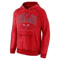 Men's Fanatics Heather Red Chicago Bulls Foul Trouble Snow Wash Raglan Pullover Hoodie