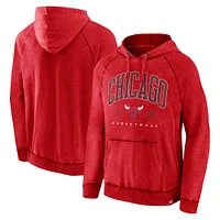 Sweat à capuche raglan pour hommes Fanatics Heather Red Chicago Bulls Foul Trouble Snow Wash