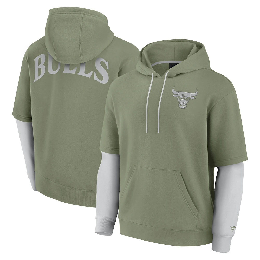 Sweat à capuche élégant pour homme Fanatics Olive Chicago Bulls Elements