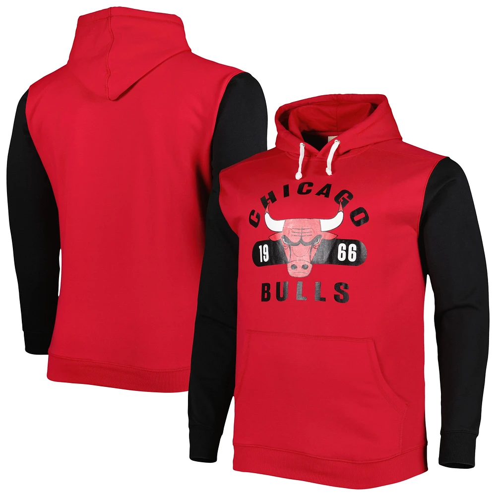 Men's Fanatics Red/Black Chicago Bulls Big & Tall Bold Attack Pullover Hoodie