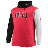 Men's Fanatics Red/Black Chicago Bulls Big & Tall Double Contrast Pullover Hoodie