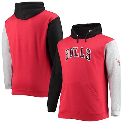 Men's Fanatics Red/Black Chicago Bulls Big & Tall Double Contrast Pullover Hoodie