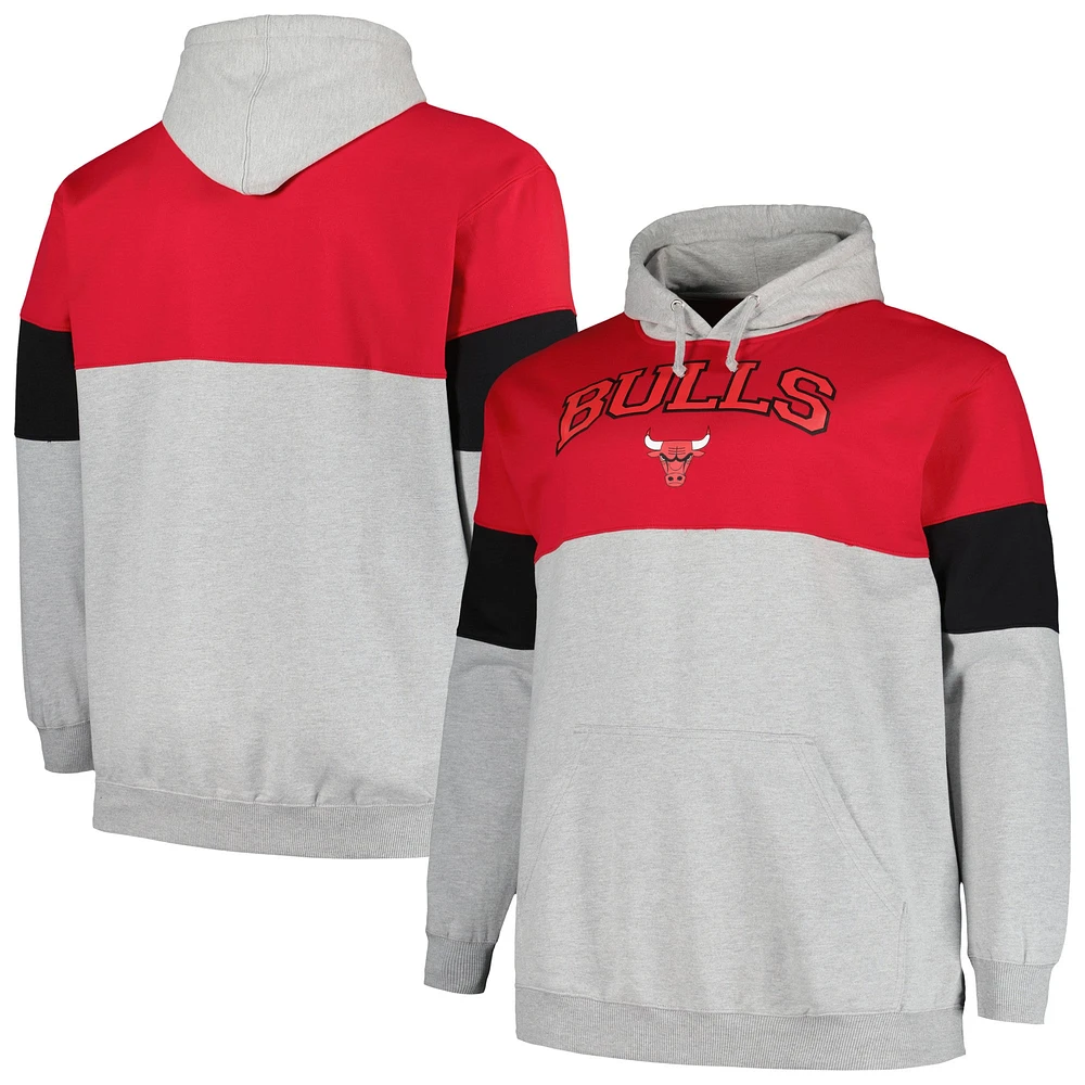 Sweat à capuche Fanatics pour hommes rouge/noir Chicago Bulls Big & Tall