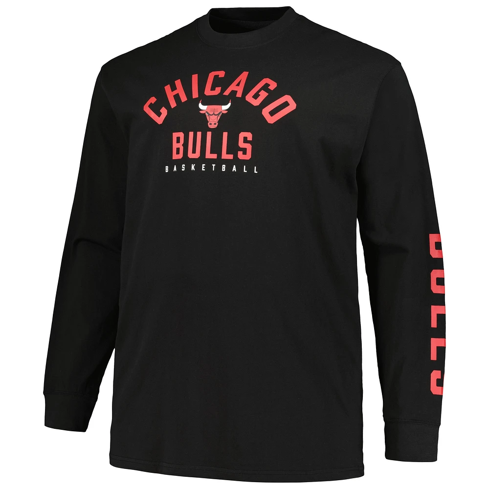 Ensemble t-shirt à manches courtes et longues Fanatics pour hommes rouge/noir Chicago Bulls Big & Tall