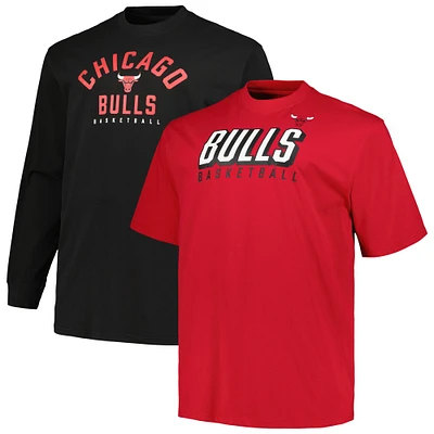 Men's Fanatics Red/Black Chicago Bulls Big & Tall Short Sleeve Long T-Shirt Set