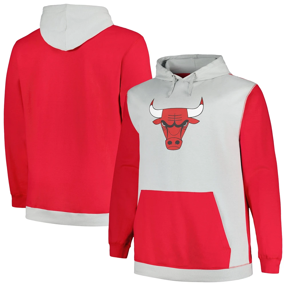 Sweat à capuche Fanatics pour hommes rouge/argent Chicago Bulls Big & Tall Primary Arctic