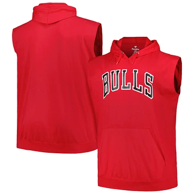 Sweat à capuche musclé en jersey Big & Tall Fanatics Red Chicago Bulls pour hommes