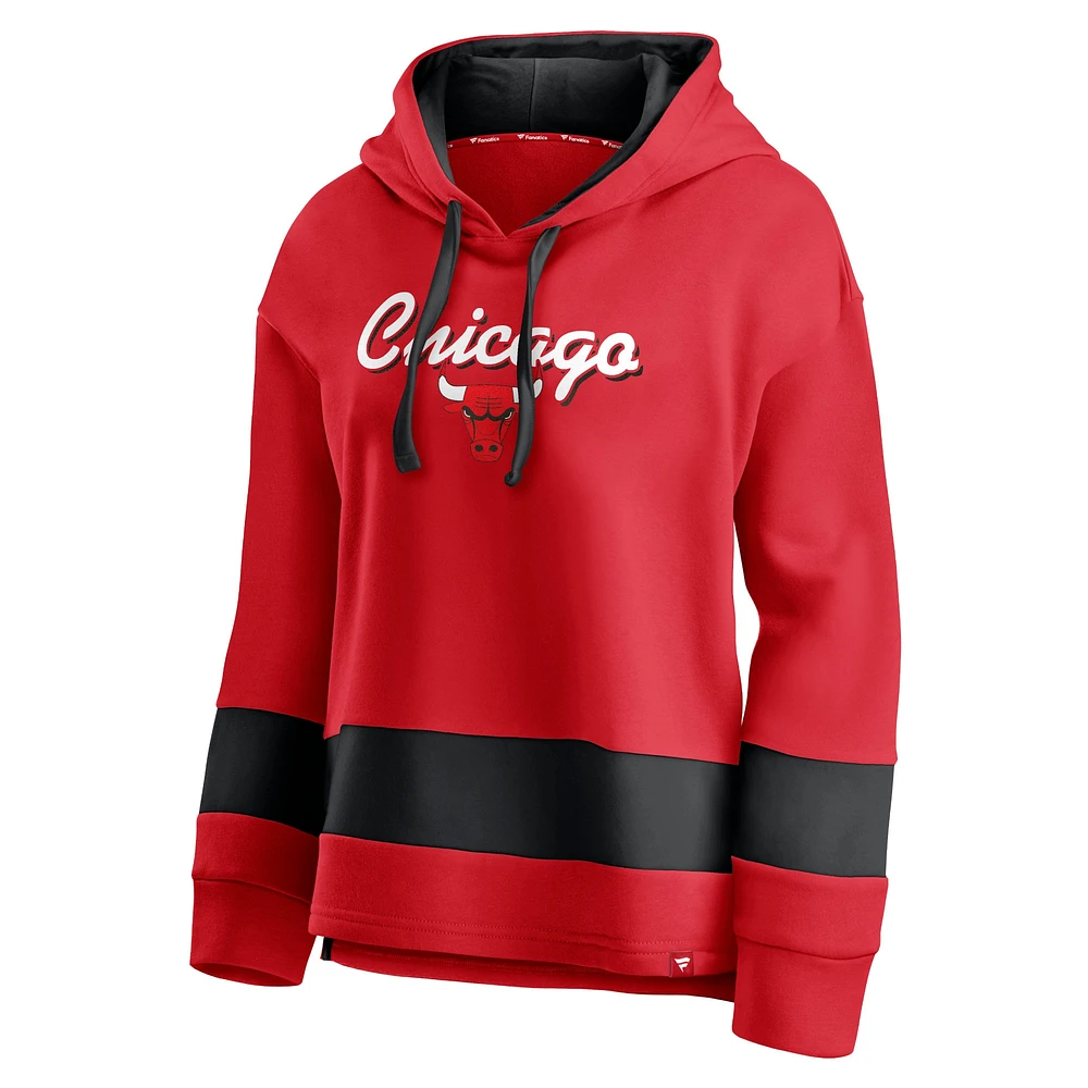 Fanatics Red Chicago Bulls Block Party Major Play pour hommes - Chandail à capuchon