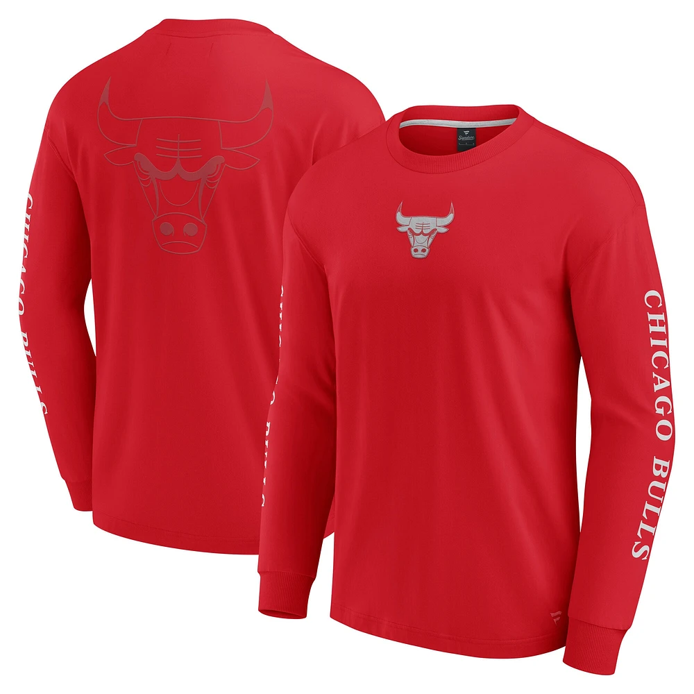 T-shirt à manches longues Fanatics Red Chicago Bulls Elements Strive pour hommes