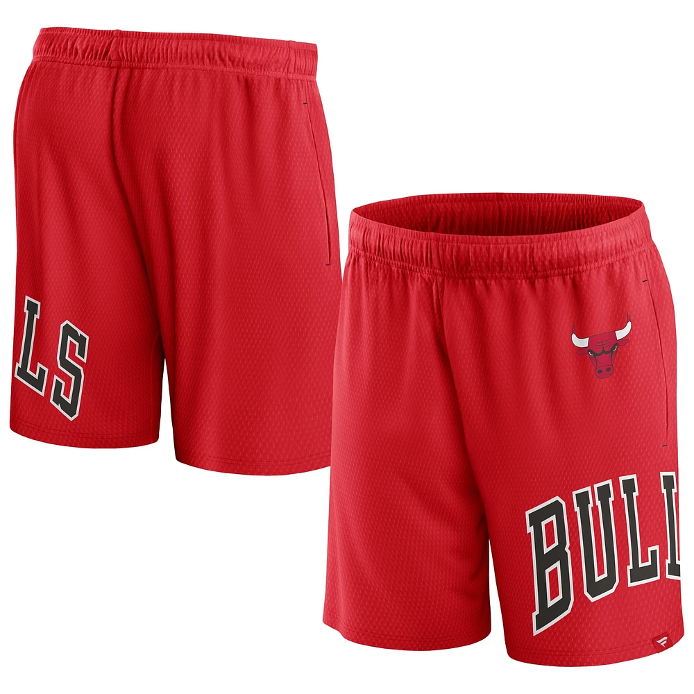 Short en maille à lancer franc Fanatics Red Chicago Bulls pour hommes