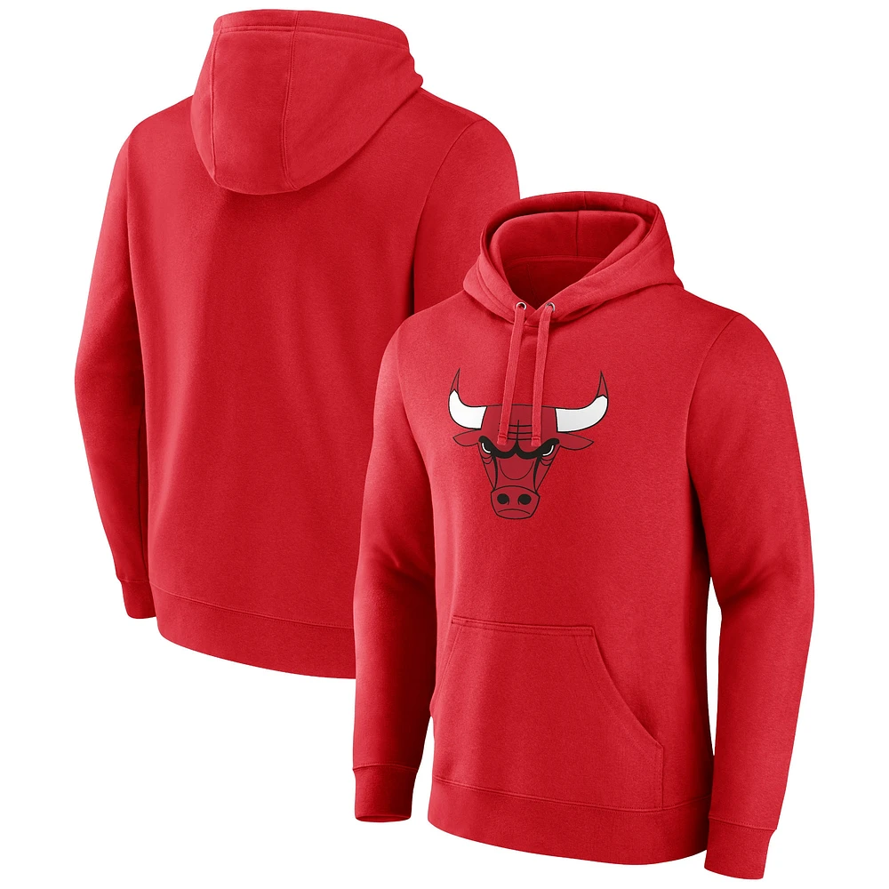 Sweat à capuche avec logo principal Fanatics Red Chicago Bulls pour hommes