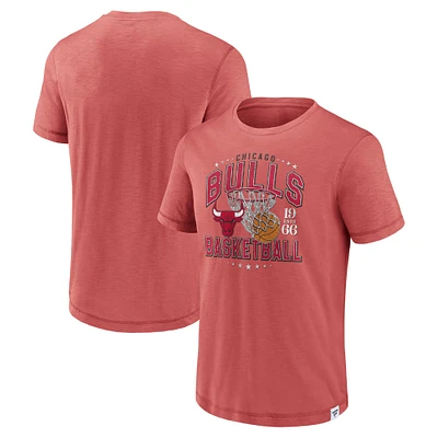 T-shirt vintage flammé Fanatics Red Chicago Bulls pour hommes renforcent les vrais classiques