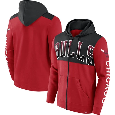 Fanatics Red Chicago Bulls Walk Off Fleece Full-Zip pour hommes - Sweat à capuche