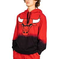 Men's FISLL Red Chicago Bulls Black Dip-Dye - Pullover Hoodie