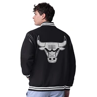 Men's G-III Sports by Carl Banks Black Chicago Bulls Clutch Hitter Full-Snap Varsity Jacket