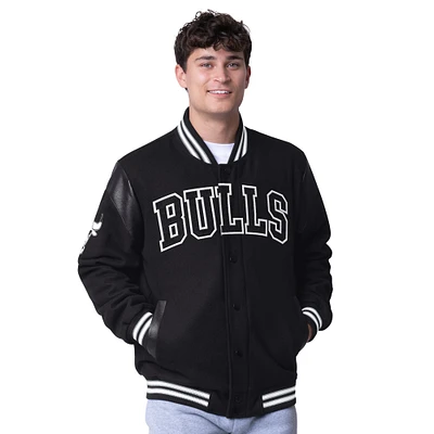 Veste universitaire à boutons-pression Clutch Hitter Chicago Bulls pour homme G-III Sports by Carl Banks noire