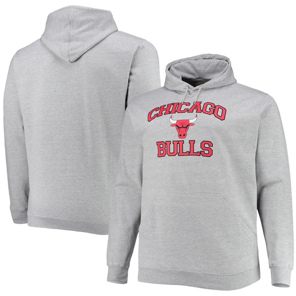 Men's Heathered Gray Chicago Bulls Big & Tall Heart Soul Pullover Hoodie