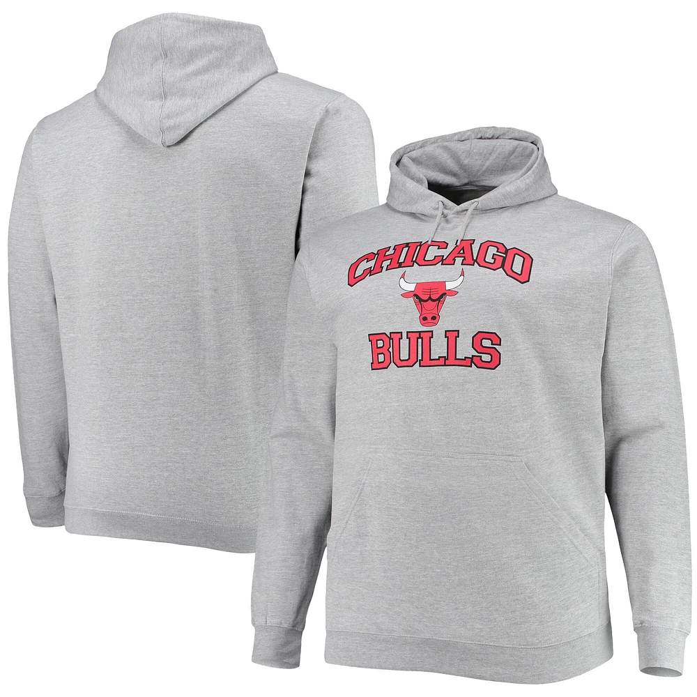 Sweat à capuche gris chiné Chicago Bulls Big & Tall Heart Soul pour homme