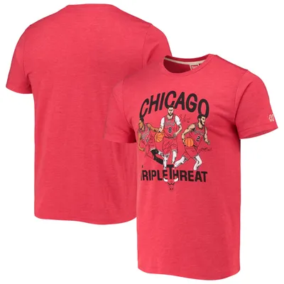 DeMar DeRozan/Zach LaVine/Lonzo Ball Chicago Bulls Homage Triple Threat Player Tri-Blend T-Shirt - Heathered Red