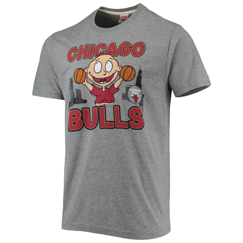 Men's Homage Heathered Gray Chicago Bulls NBA x Rugrats Tri-Blend T-Shirt