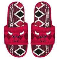 Men's ISlide Red Chicago Bulls Shooting Touch Rwanda Pattern Gel Slide Sandals