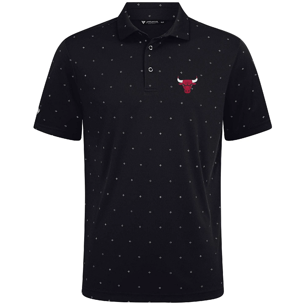 Men's Levelwear Black Chicago Bulls Vision Polo