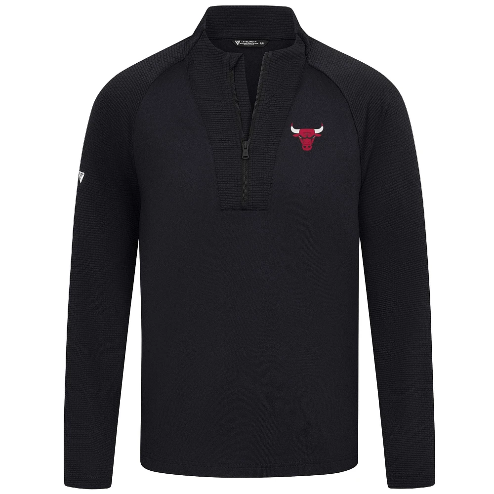Men's Levelwear Black Chicago Bulls Volley Quarter-Zip Top