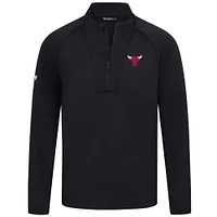 Men's Levelwear Black Chicago Bulls Volley Quarter-Zip Top